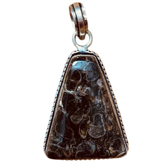 Turritella Fossil Agate Pendent - Picture 1 of 4